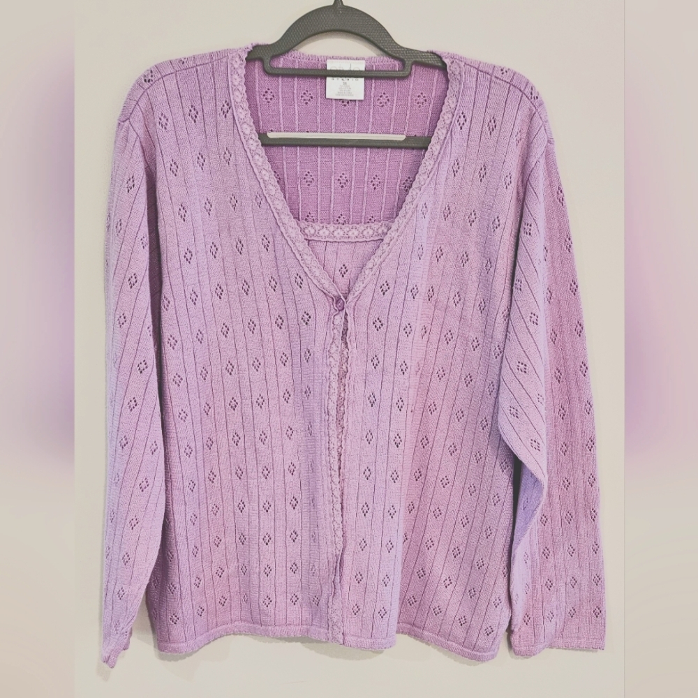 Style Studio Faux Layered Light Sweater Plus Size 2X